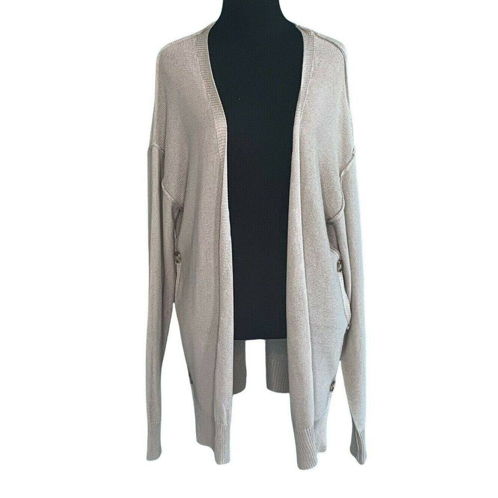 Light Taupe Open-Front Womens Cardigan Sweater